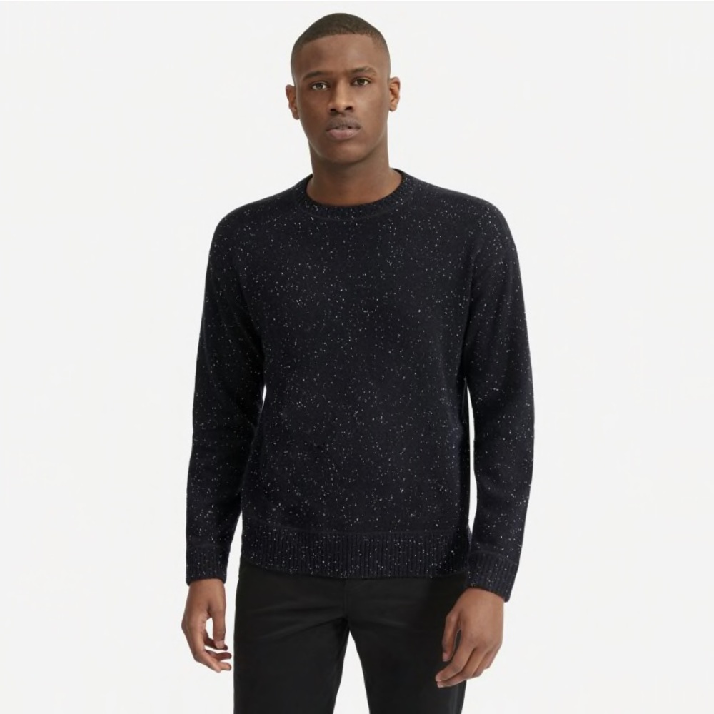 Everlane navy donegal 100% cashmere sweater
